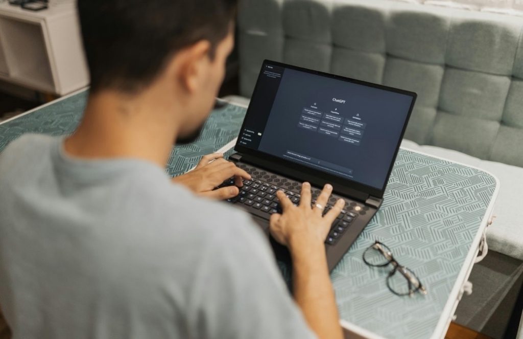 Software code on a laptop during work